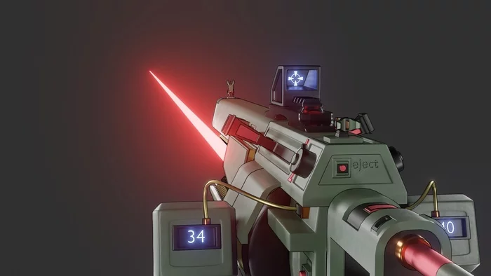 Future Gun - Longpost, Blender, 3D modeling, 3D, Science fiction, Laser weapons, Laser, Weapon, My
