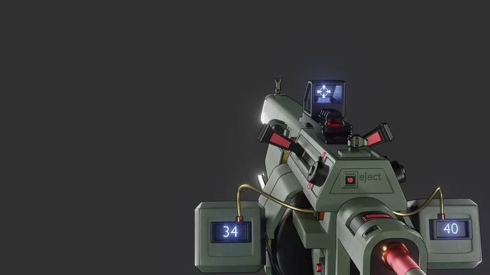 Future Gun - Longpost, Blender, 3D modeling, 3D, Science fiction, Laser weapons, Laser, Weapon, My
