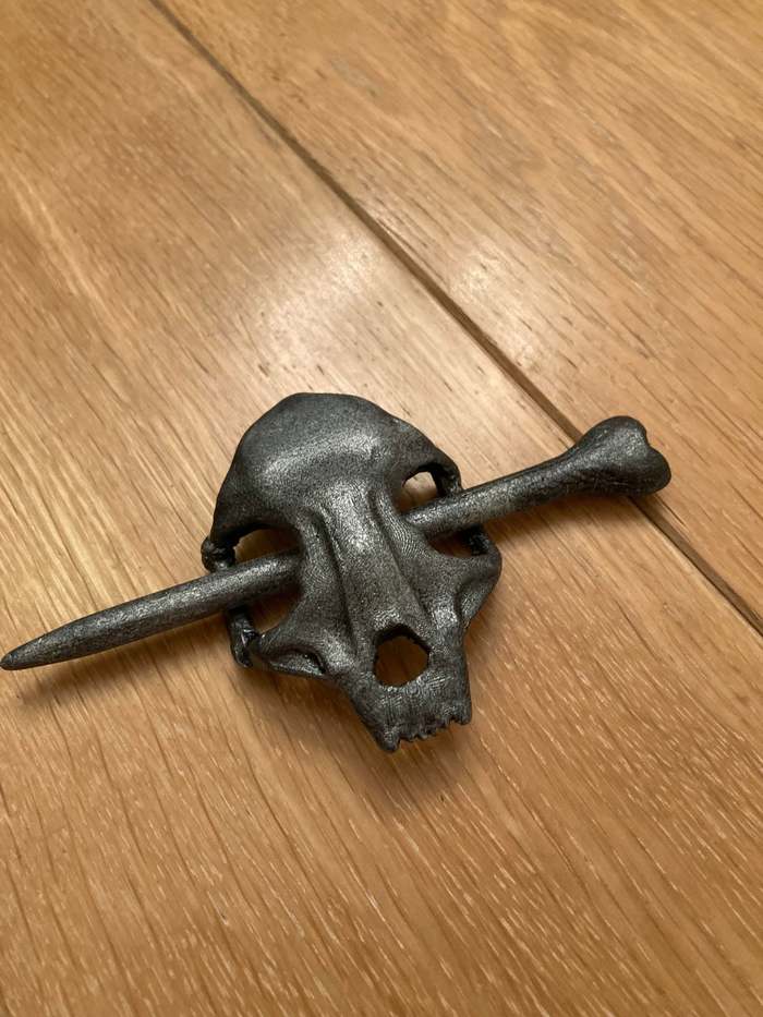 Skull hairpin (3d printing) - My, 3D печать, Barrette, Craft, With your own hands, Scull, Longpost