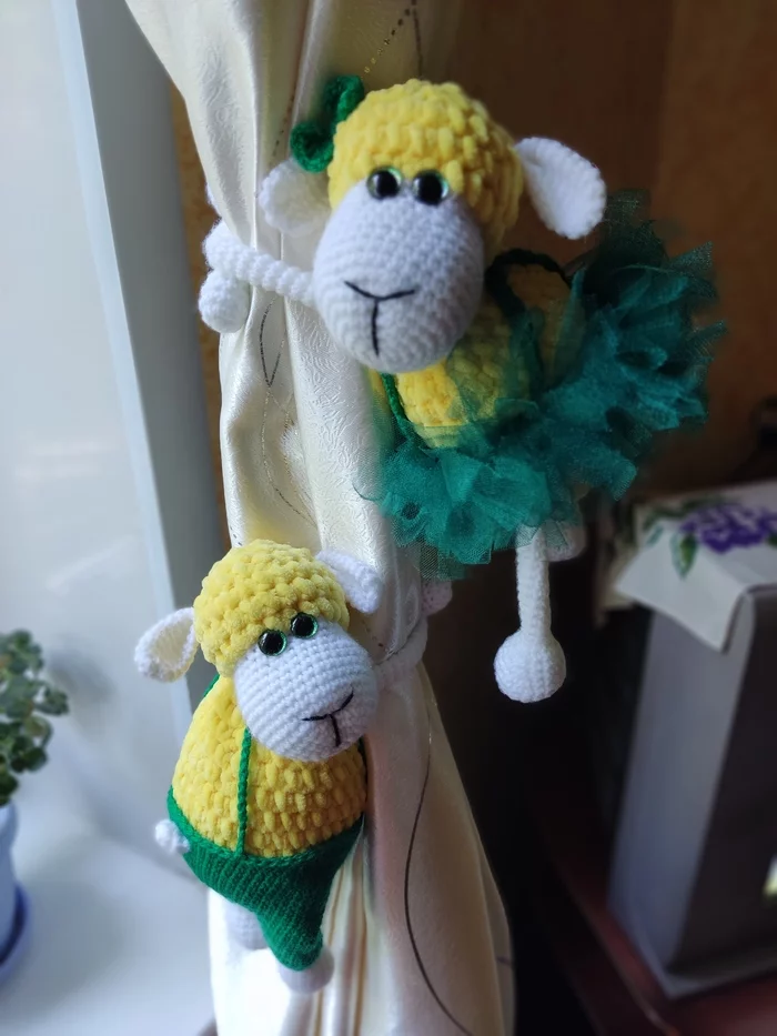 One sheep, two sheep... - My, Amigurumi, With your own hands, Curtains, Children, Baby, Sheeps, Crochet, Knitted toys, , Decor, For home, Longpost