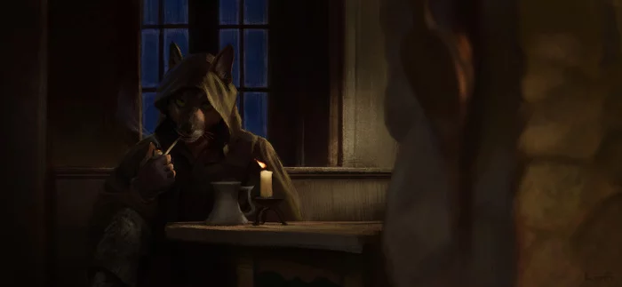 Wanderer - Furry, Furry canine, Furry dog, Lo-Fi, Art, Tavern, Crossover, Lord of the Rings, , Aragorn