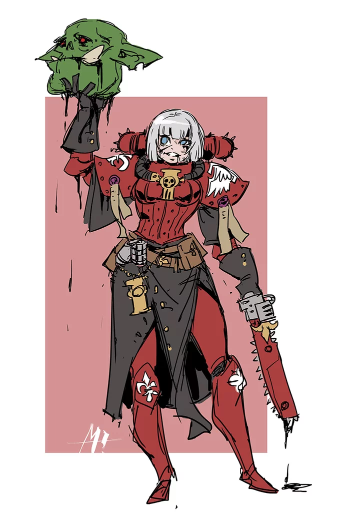 Wh40K art by Yi Meng Zhang - Wh Art, Warhammer 40k, Adepta Sororitas, Space wolves, Genestealer Cults, Imperial guard, Inquisition, Rule 63, , Drukhari, Orcs, Longpost