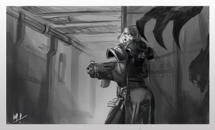 Wh40K art by Yi Meng Zhang - Wh Art, Warhammer 40k, Adepta Sororitas, Space wolves, Genestealer Cults, Imperial guard, Inquisition, Rule 63, , Drukhari, Orcs, Longpost