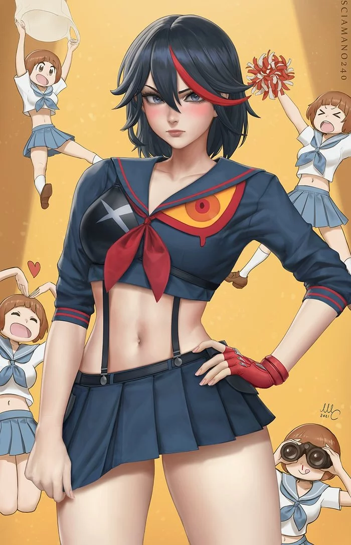 Ryuuko Matoi - Рисунок, Аниме, Kill la Kill, Matoi Ryuuko, Mako Mankanshoku, Девушки, Sciamano240, Арт