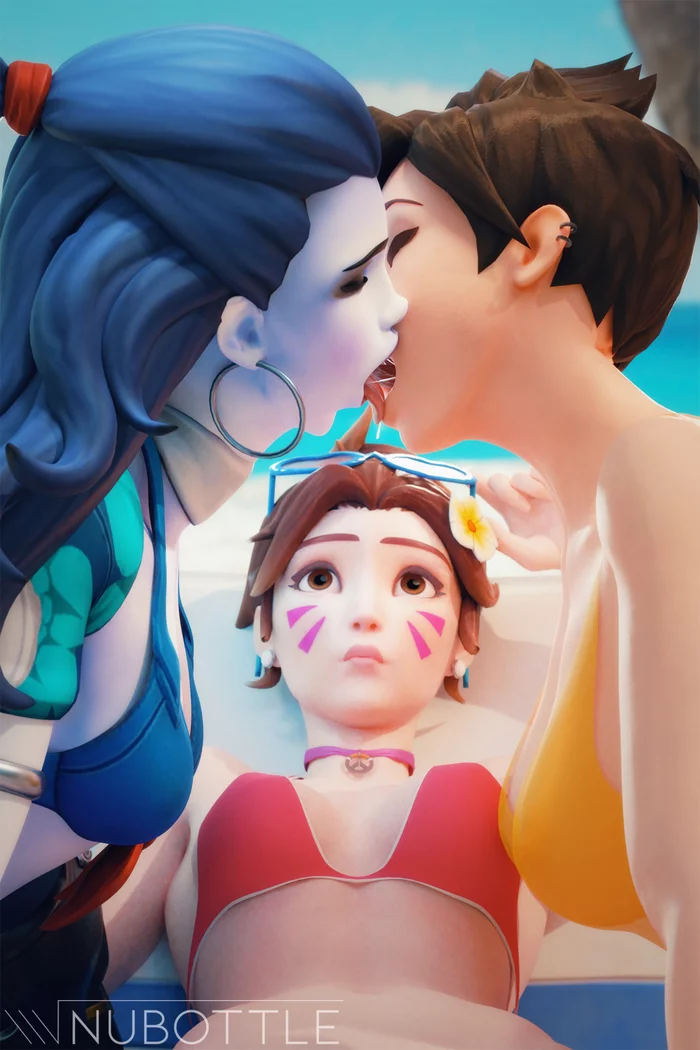 Kiss - NSFW, Overwatch, Widowmaker, Tracer, Dva, Yuri, Lesbian, Longpost