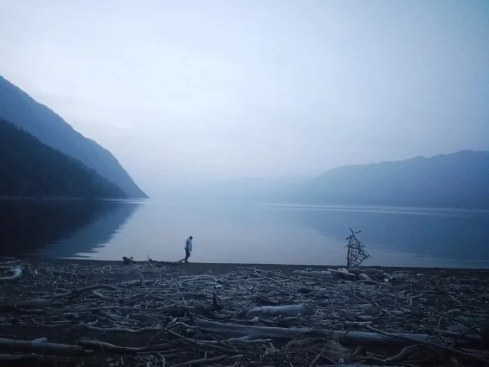 Sunset on the southern shore of Lake Teletskoye - My, Sunset, Teletskoe lake