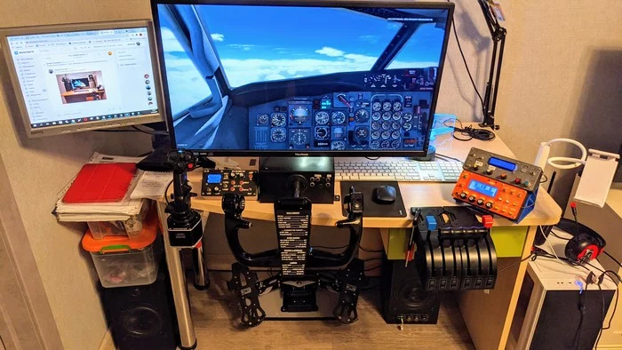 Cockpit of a simmer, or stray of a virtual sky lover - My, Flight simulator, Helm, x-Plane, Aviation, Computer games