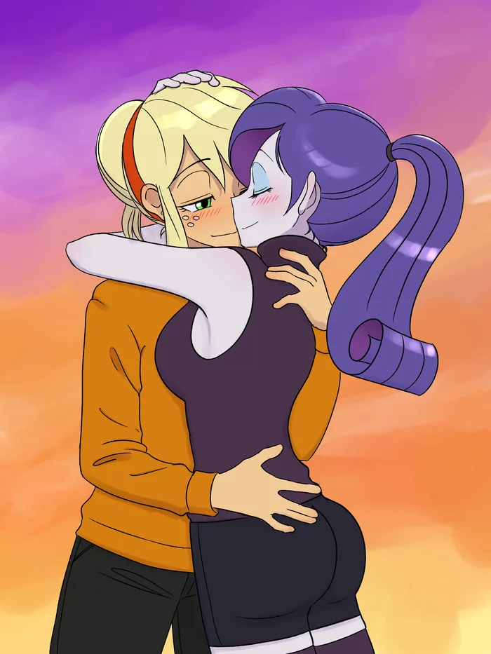 Яблочный зефир - My Little Pony, Equestria Girls, Rarity, Applejack, MLP Lesbian, Шиппинг, Haibaratomoe