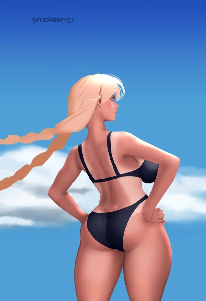 Beautiful Slavya by artist Max Smolev - Endless summer, Visual novel, Glorifying, Art, Fan art, Max Smolev