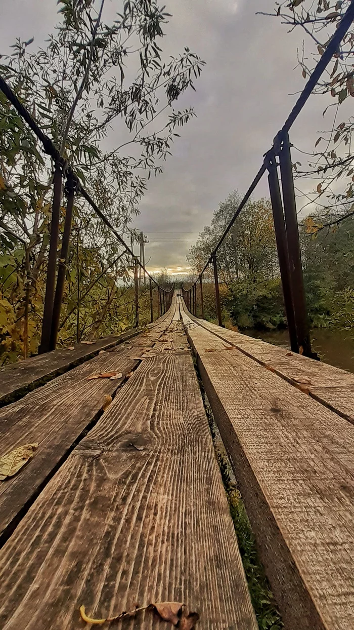 Bridge - My, The photo, Vologodskaya Oblast, Bridge, Suspension bridge