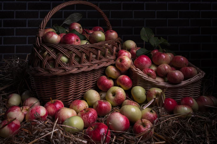 apple harvest - My, Apples, Basket, Straw, Lie, Storage, The photo