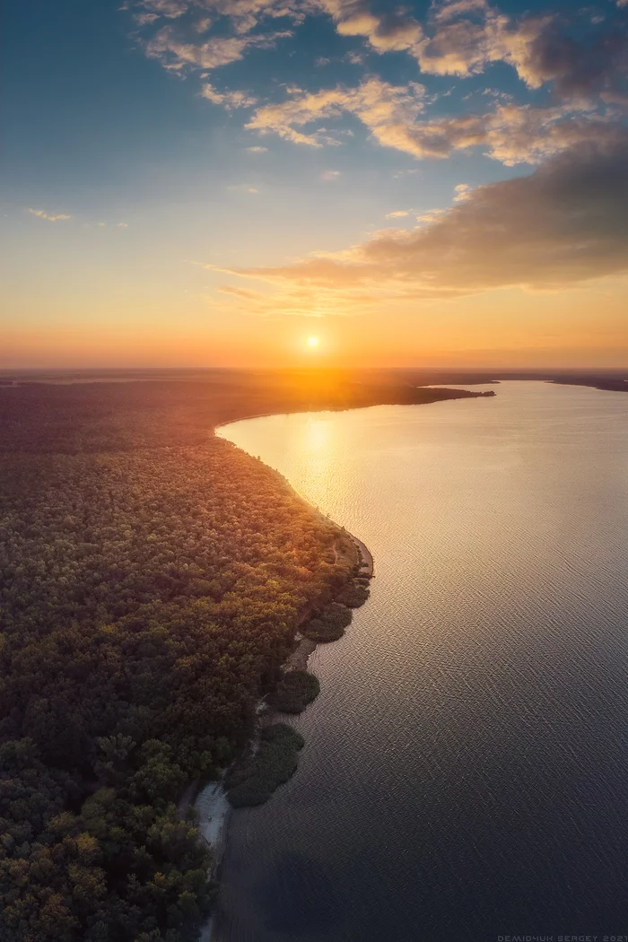 Sunset on Karachun) - My, Landscape, The photo, Forest, Nature, Autumn, Composition, Horizon, Dji, , Krivoy Rog