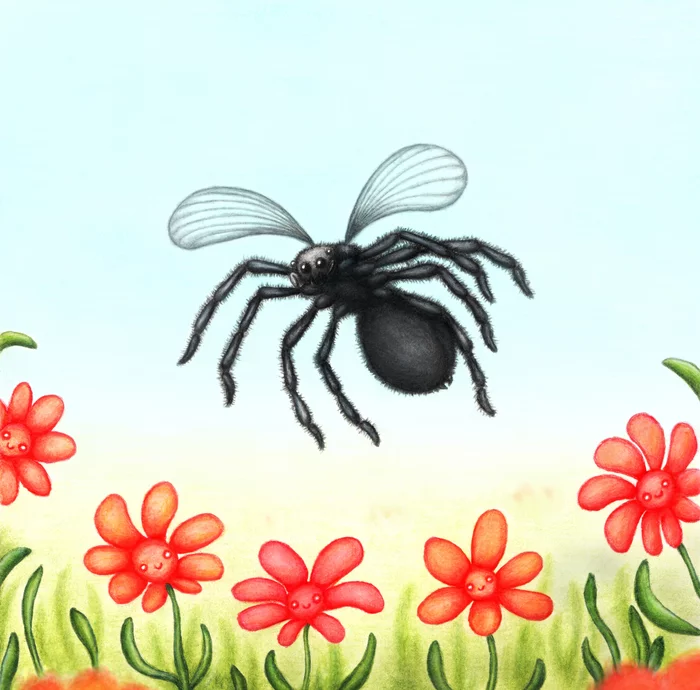 Spider - Painting, Pencil drawing, Flowers, Spider, My