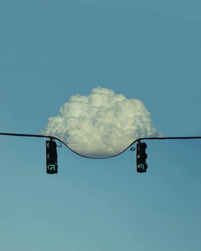 Lucky shot - The photo, Successful angle, Traffic lights, Clouds, Photoshop