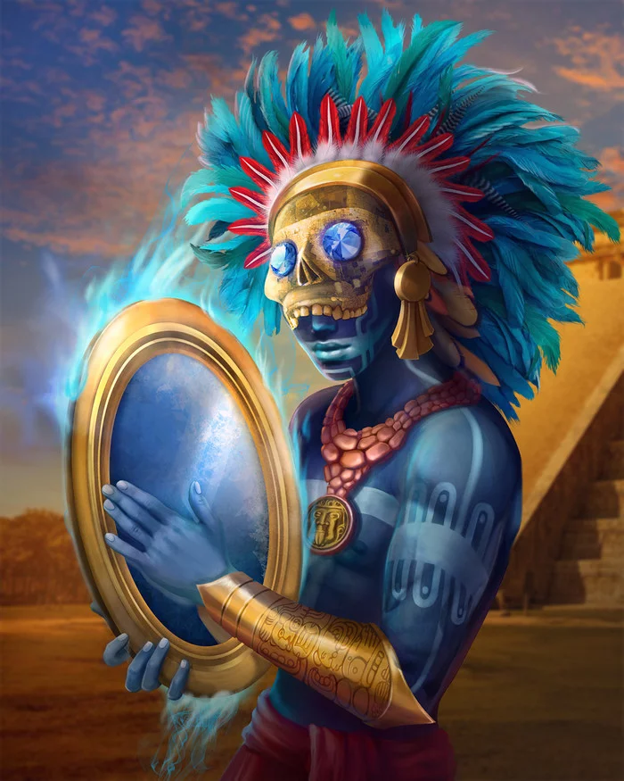smoking mirror - Mayan, God, Mythology, Art