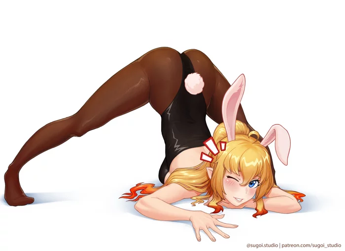 Bunny of change - NSFW, My, Your personal Tsundere, Anime, Games, Original character, Bunnysuit, Anime art, Jackochallenge, Anime original