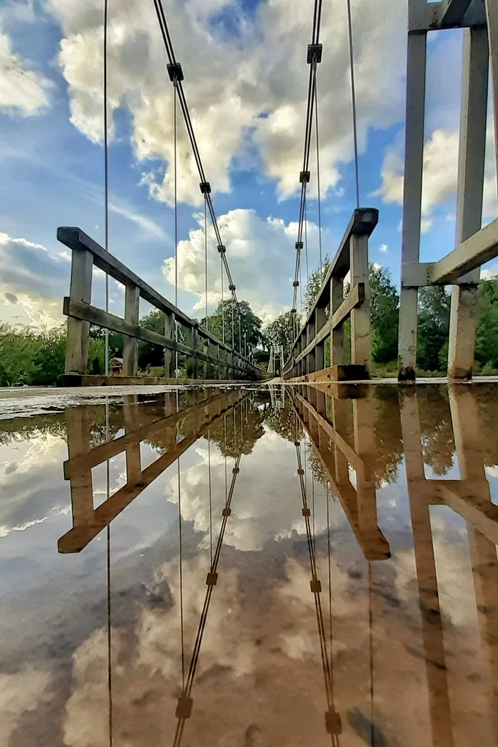 Bridge in reflection - My, The photo, Bridge, Reflection, Vologodskaya Oblast