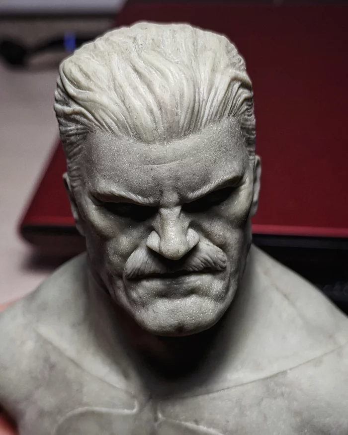 Bust of the fierce mustachioed Omniman from wax plasticine - My, Omni Maine, Sculpture, Invincible (animated series), Plasticine, Creation, With your own hands, Video, Longpost