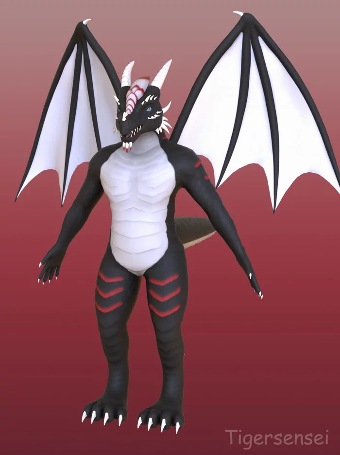 Commission - Furry art, Tigersensei, Art, Zbrush, 3D modeling, 3D, Furry, My, Furry dragon