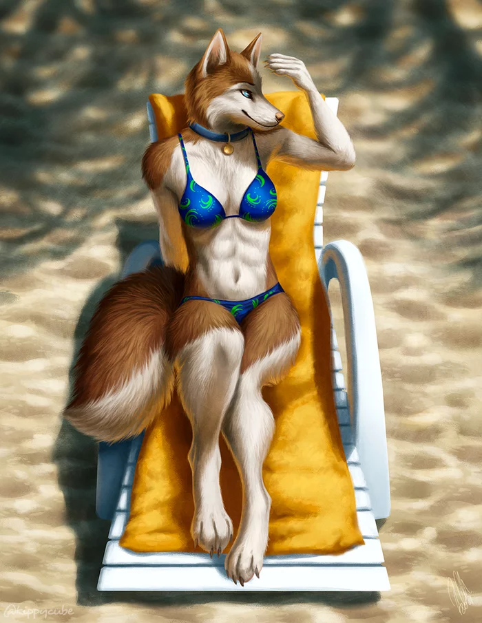 Summer rest - NSFW, Furry, Anthro, Art, Furotica, Furry dog, Kippurable, Longpost