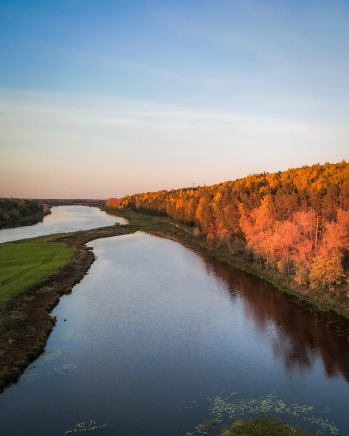 Autumn Golyshevo (Vladimir region) - My, The photo, Autumn, Vladimir region, Dji, Nature, Sunset, Longpost