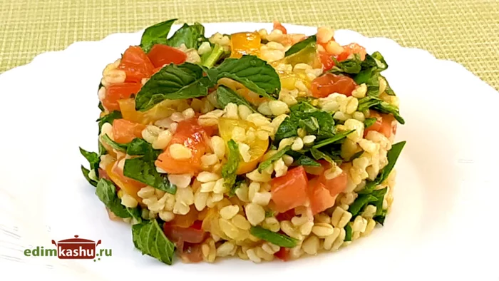 Tabbouleh with bulgur - My, Bulgur, Tabuleh, Salad, Tomatoes, Video, Cooking, Recipe, Video recipe, Food