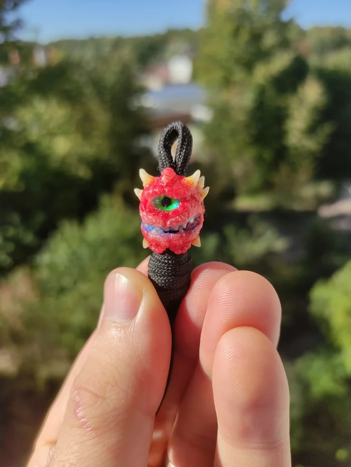 Cacodemon DOOM - My, Doom, Sculpture, Keychain, Needlework without process, With your own hands, Video, Longpost