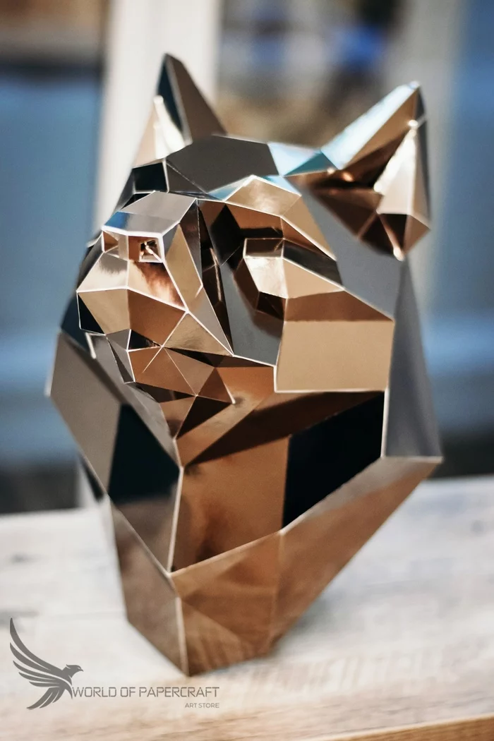 Wolf for execution in metal or paper - My, Papercraft, Metal, Sculpture, With your own hands, Metal products, Paper, Wolf, Longpost