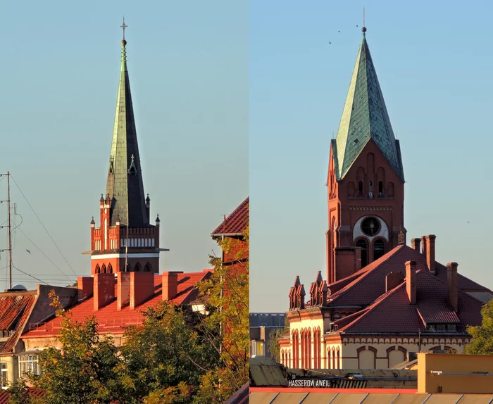 Evening views from the bridge over the railway - My, The photo, Kaliningrad region, Kaliningrad, Chernyakhovsk, Church, Temple, Architecture, Nikon