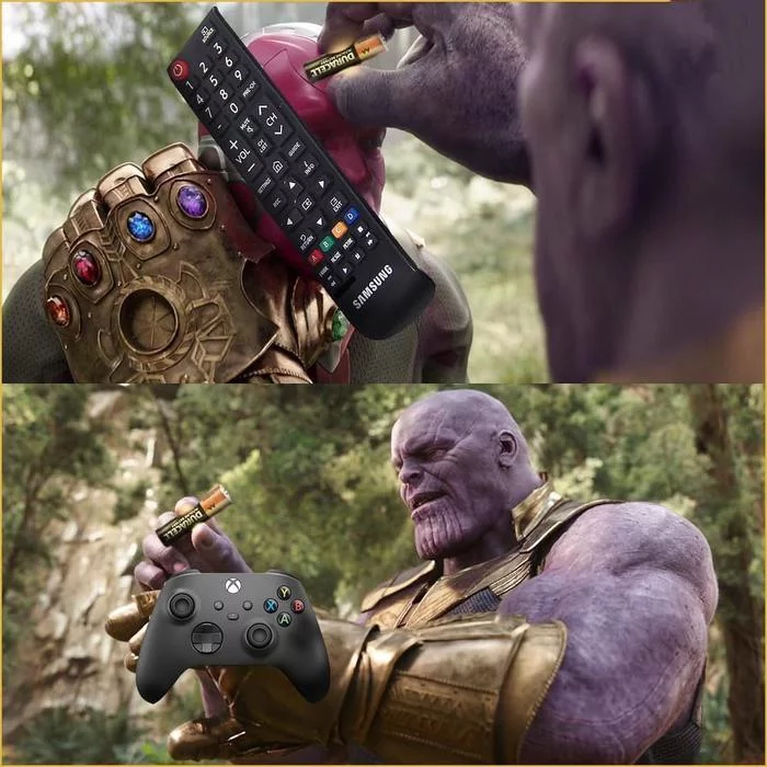 At what cost? At the cost of everything - TV remote, Gamepad, Battery, Thanos, Memes, Avengers: Infinity War