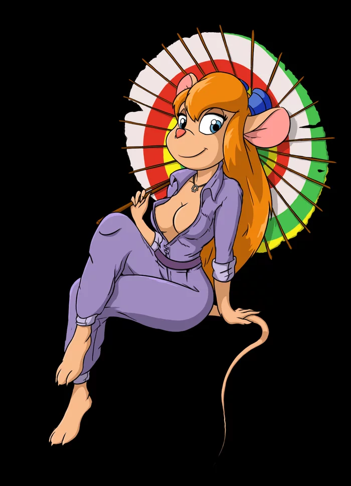 Umbrella nut - NSFW, My, Drawing, Girls, Digital drawing, Animated series, Art, Gadget hackwrench, Chip and Dale, Drawing process, GIF, Longpost, , Hand-drawn erotica