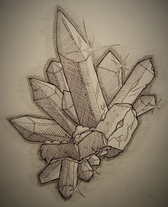 Crystal! - Моё, Inktober, Арт, Рисунок, Челлендж, Кристаллы