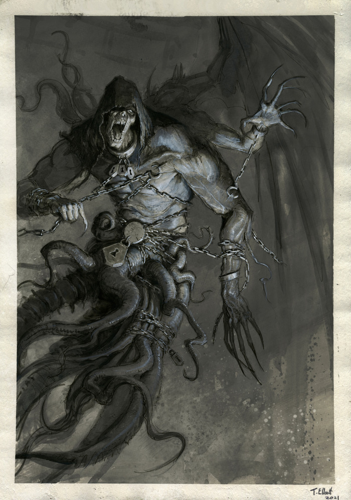 &quot;The demon trapped in his body twisted his form and warped his mind&quot; byThomas Elliott