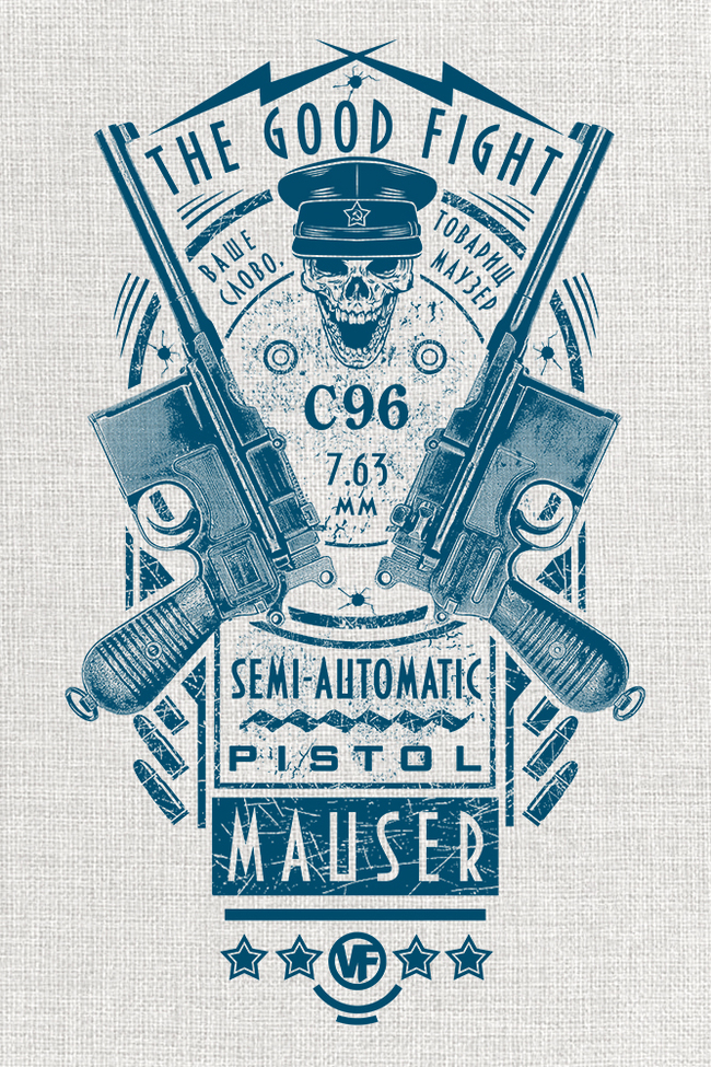 Mauser C96 (v. 2) - My, Digital drawing, Copyright, Mauser, Weapon, Firearms, Longpost