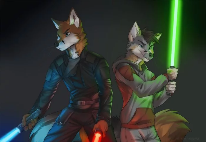 Джедаи - Фурри, Антро, Арт, Furry Fox, Furry wolf, Star Wars, Джедаи, Koul Fardreamer