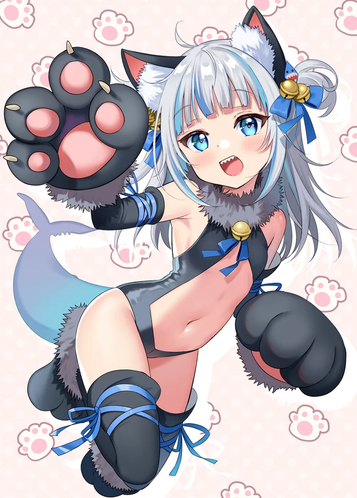 Gawr - Gawr gura, Hololive, Anime art, Virtual youtuber, Neko, NSFW, Animal ears