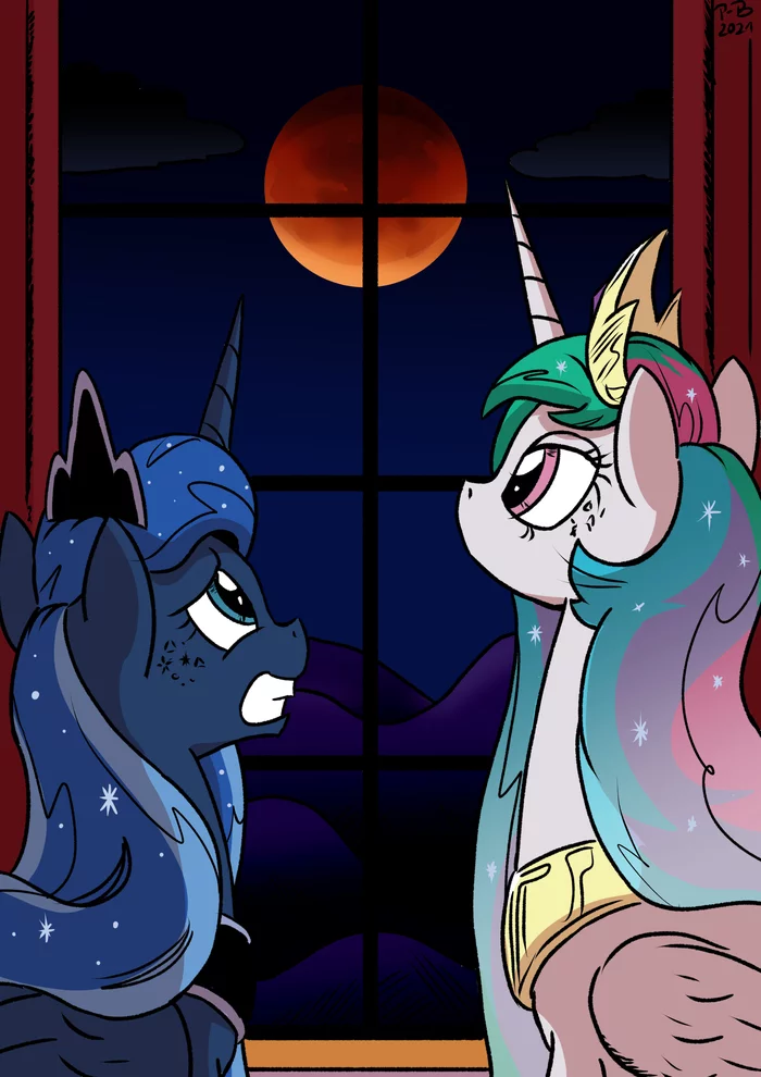 Moon eclipse - My little pony, PonyArt, Princess celestia, Princess luna, Pony-Berserker