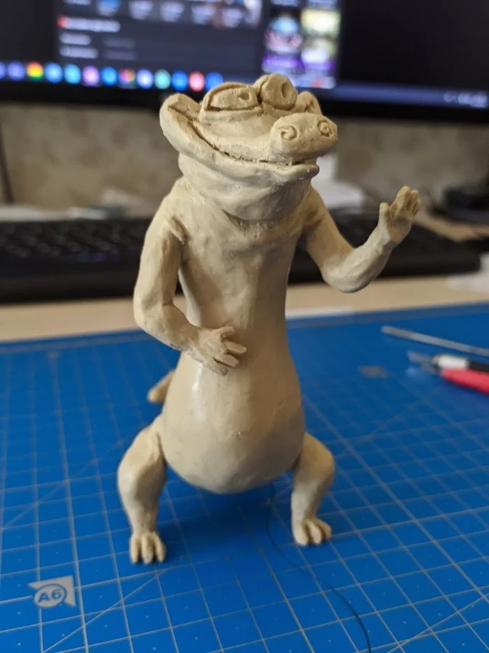 Sculpture Crocodile plump and smiling - My, Hobby, Лепка, Creation, Sculptural plasticine, Handmade, Characters (edit), Character Creation, Longpost, Needlework with process, , Crocodiles