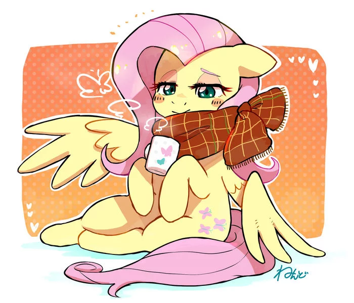 Yellow comfort - My little pony, Art, Fan art, PonyArt, Fluttershy, Autumn, Nendo23