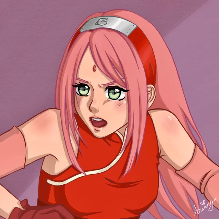 Sakura Haruno - My, Anime, Naruto, Sakura haruno, Art, Anime art, Fan art, Bunny, Artist, , Digital