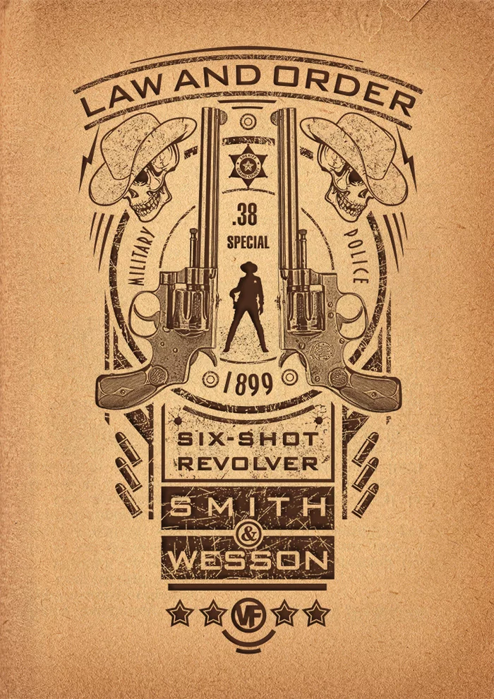 Another hero of the Wild West - My, Digital drawing, Copyright, Smith & Wesson, Revolver, Firearms, Weapon, Longpost