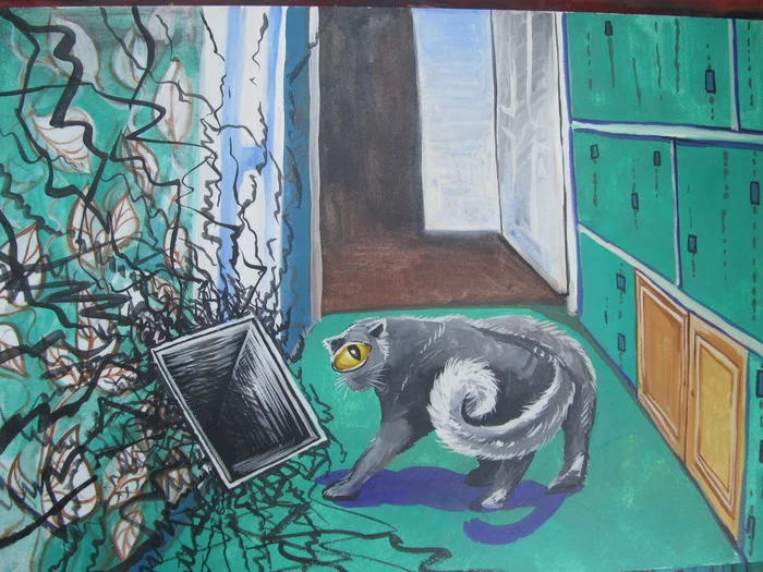 My unusual cat and his door to summer - My, cat, Art, Parallel universe, Mystic, Portal