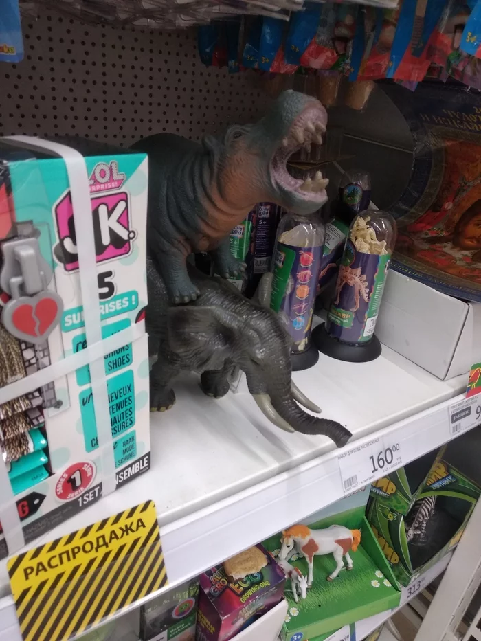 Folk art from Auchan)) - Fantasy, buy an elephant, hippopotamus, Supermarket