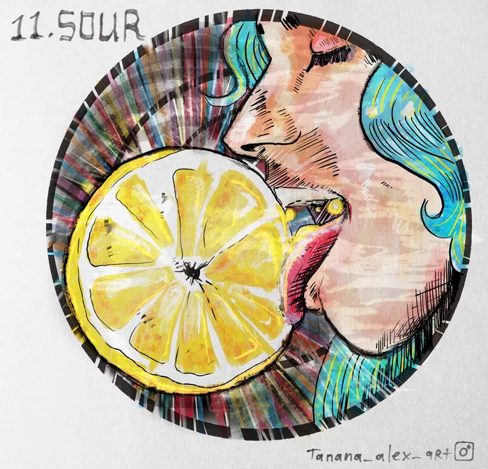 Inktober 2021 day 11 - My, Lemon, Acid, Inktober, Krita, Graphics, Challenge, Digital drawing