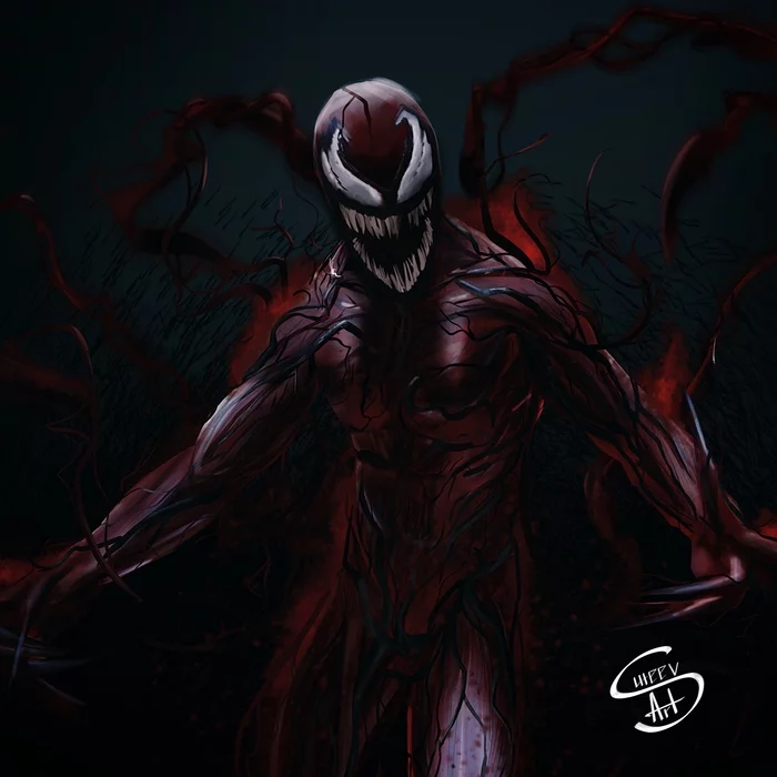 Carnage - My, Drawing, Digital, Venom, Carnage, Digital drawing, Artist, Vladimir Suteev, Dc comics