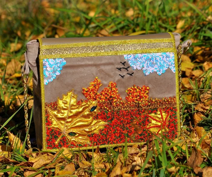 Bag for autumn - My, Embroidery, Beadwork, Longpost