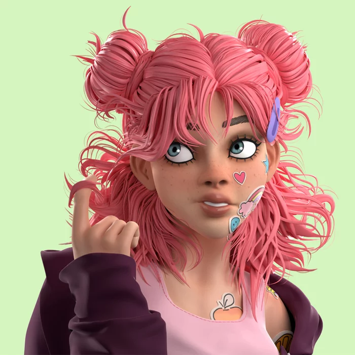 3D stylized Girl - My, 3D, Zbrush, Blender, 3D graphics, 3D modeling