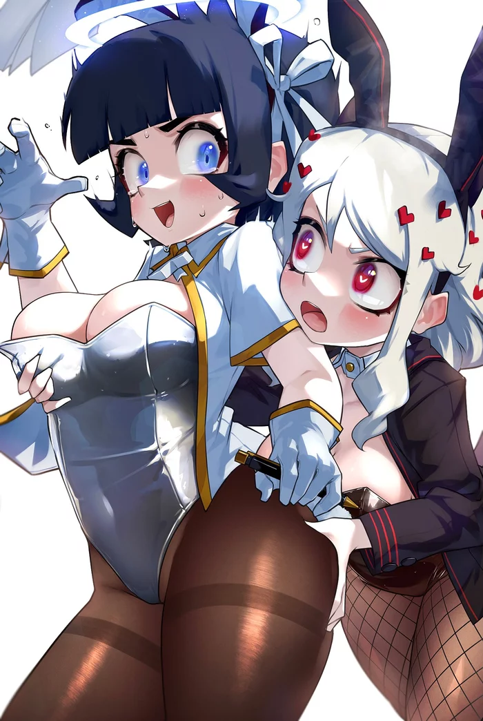 Azazel x Modeus - NSFW, Anime, Anime art, Helltaker, Azazel, Modeus, Art, Games, Girls, , Bunnysuit, Hizake