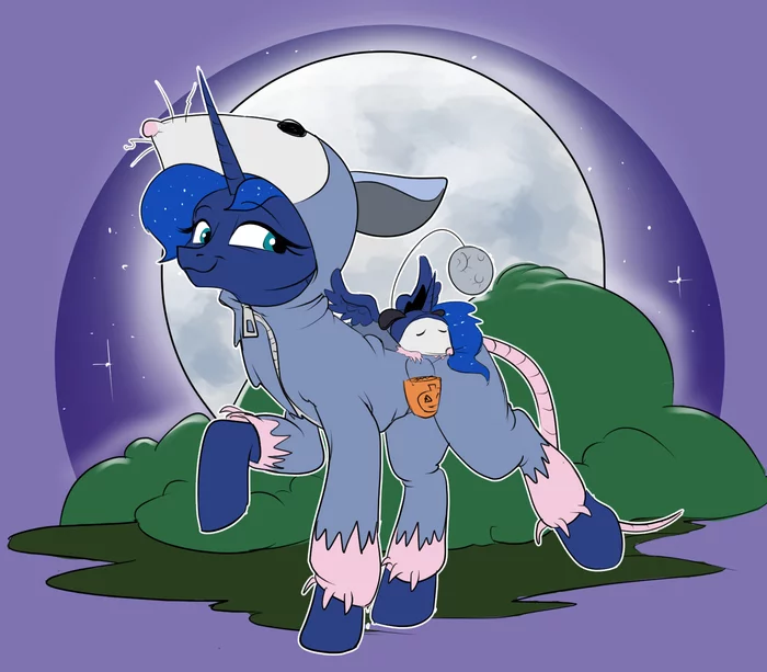 Poor Tibbles is exhausted after a long night of nightmares. - My little pony, Art, Fan art, Princess luna, PonyArt, MLP Tiberius, Rocket-Lawnchair