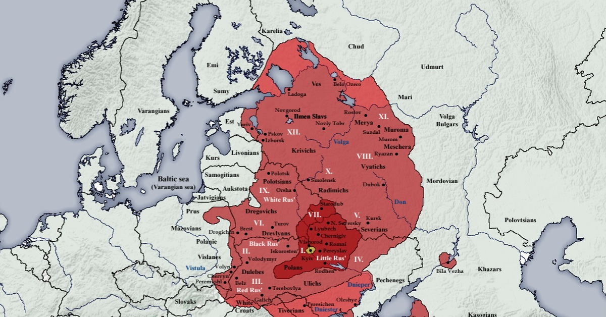 Киевская русь карта на современной карте россии